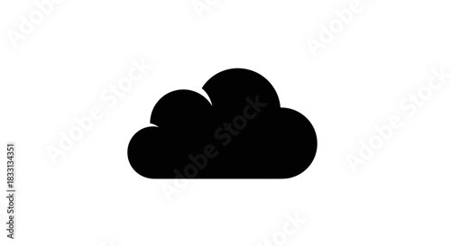 Simple Black Cloud Icon on White Background for Weather Forecast.