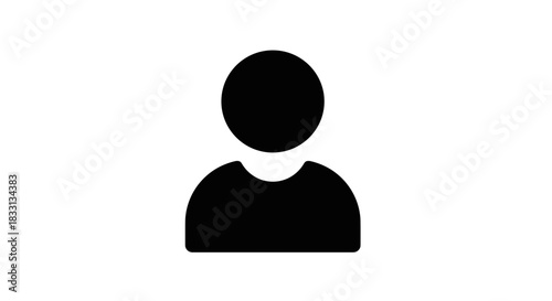 Simple Black Silhouette of a Person Icon on White Background.