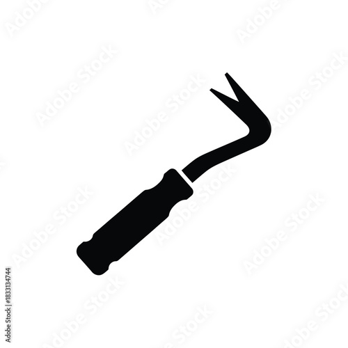 Black silhouette of a crowbar on white background tool