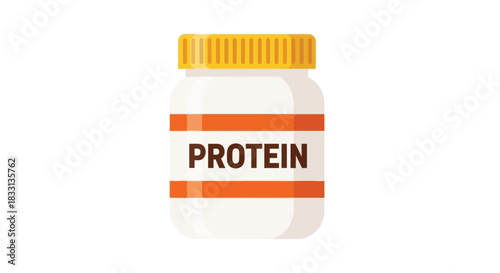 Simple illustration of a white jar labeled with the word protein