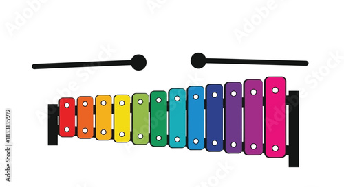 Colorful xylophone illustration with mallets a musical instrument for children