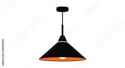 Minimalist black pendant light with orange interior simple modern design