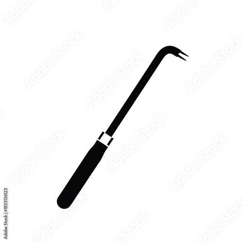 Black silhouette of a dental explorer tool instrument