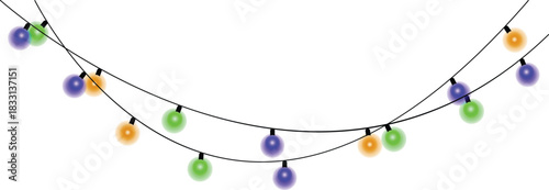 Colorful Festoon String Lights with Glowing Bulbs Vector