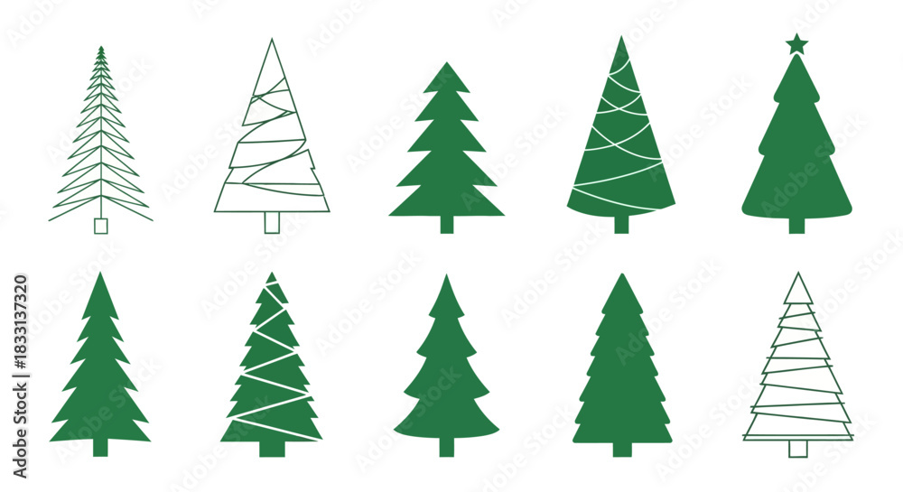 Obraz premium Stylized Christmas Tree Collection