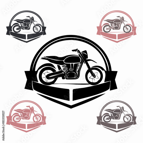 Classic bike emblem set in retro style for custom apparel and branding.