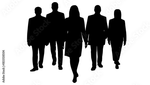 Business team silhouette corporate group people success
