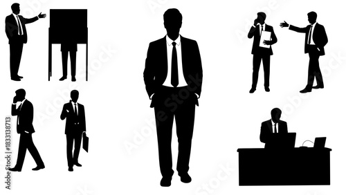 Silhouette business people vector set professional group