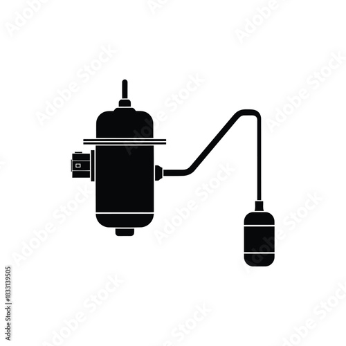 Black silhouette of a float valve mechanism water level