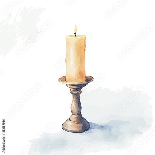 An Elegant candle holder painting design collection, Hand-painted watercolor style, vectorized, vector set available in EPS, Simple design, EPS format set, watercolor painting