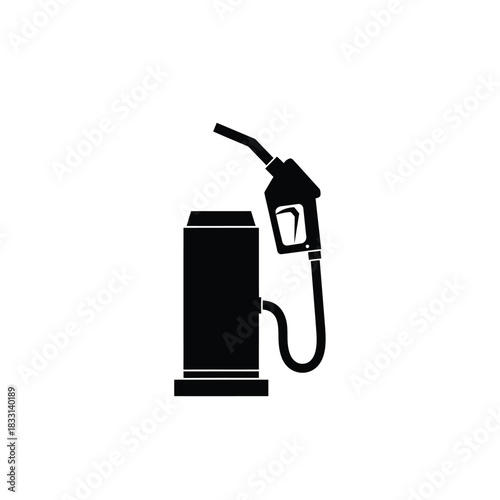 Black silhouette of a gas pump and nozzle fuel station