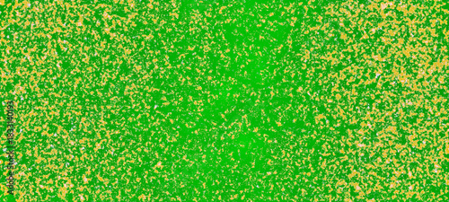 Abstract grainy texture with bright green and heavily contrasted yellow/gold and white speckles. Resembles static or digital noise. Use as background or overlay. Digitally generated images.