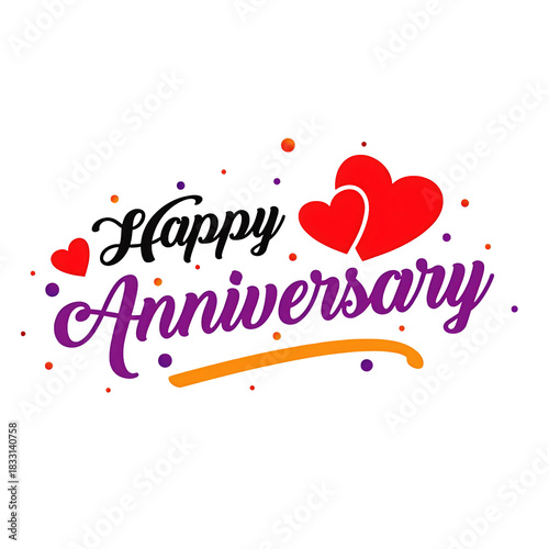 Happy Anniversary lettering Text design png 