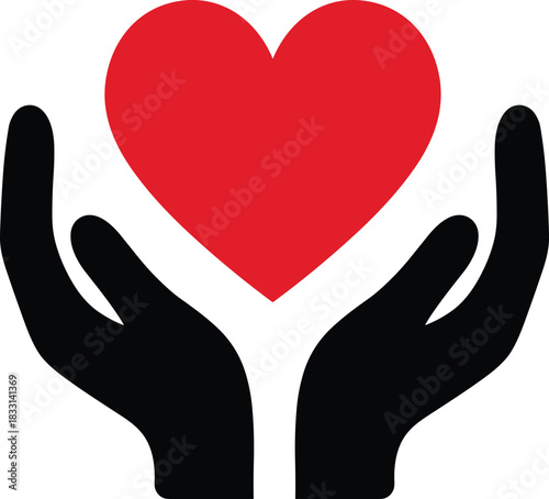 Heart in hands, compassion symbol, care icon, love support, charity graphic, emotional protection, healthcare concept, kindness gesture, humanitarian aid, empathy design
