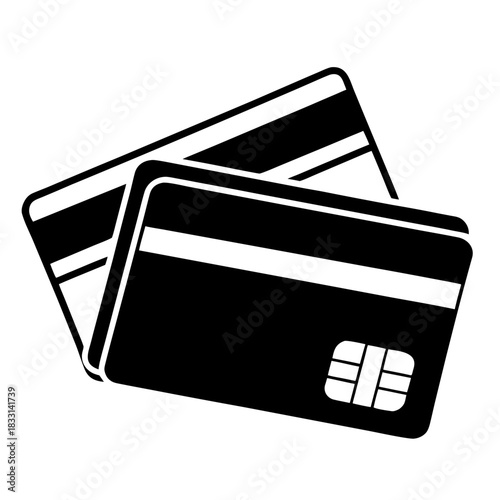 Black and white icon graphic of two credit card chip payment devices