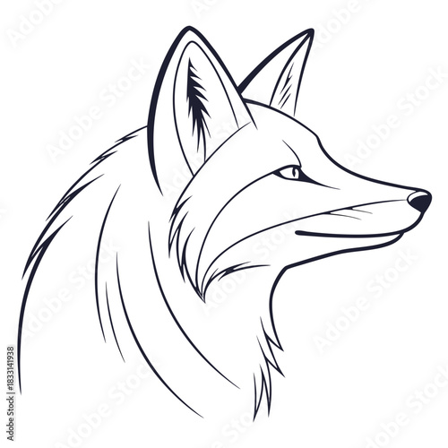 Outline drawing of a fox head in profile