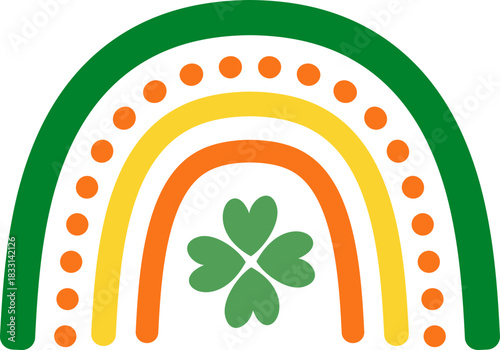 St. Patrick's day rainbow with shamrock flat vector illustration.
Cute Saint Patricks day clipart. 
St.Patrick's Day element Isolated. 
Transparent background.