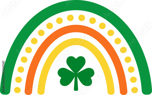 St. Patrick's day rainbow with shamrock flat vector illustration.
Cute Saint Patricks day clipart. 
St.Patrick's Day element Isolated. 
Transparent background.