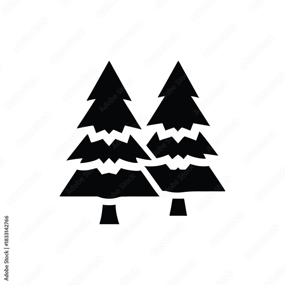 Obraz premium Tree tree silhouette with branches and trunk representing nature and evergreen foliage suitable for forest and woodland themes isolated on white background isolated on transparent background