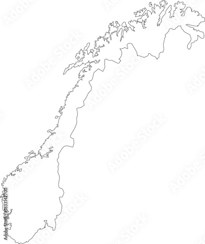 Norway Map Stroke Outline Minimalist Editable Vector