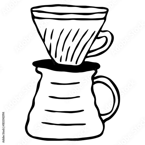 coffee filter in pot illustration