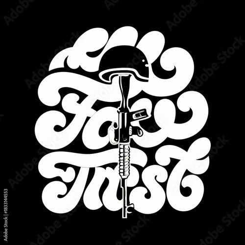 White helmet on rifle forming battlefield cross vector graphic