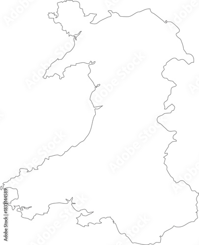 Fotografía Wales Map Stroke Outline Minimalist Editable Vector