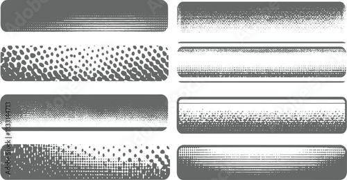 Eight gray textured rectangular shapes with rounded corners and halftone dot patterns rectangle