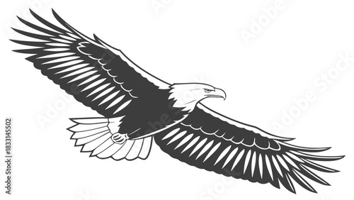 Majestic eagle soaring powerfully with outstretched wings, embodying freedom and strength, an iconic symbol of American pride and resilience in flight