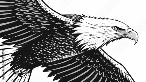 Stunning eagle with wings spread wide, capturing the essence of freedom and strength, originally designed as vector art for striking visuals and designs