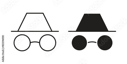 Incognito icon glyph and line set thin line symbol concept.