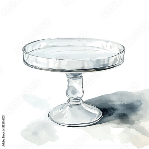 Watercolor painting, An Elegant glass cake stand painting design collection, Hand-painted watercolor style, vectorized, vector set available in EPS, Simple design, EPS format set