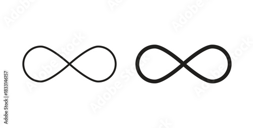 Infinity icon glyph and line set thin line symbol concept.