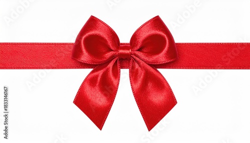 Elegant Red Satin Ribbon Bow Decoration for Gifts and Celebrations.