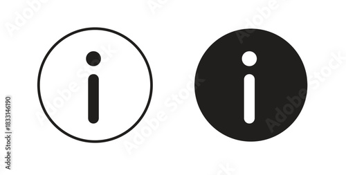 Info icon glyph and line set thin line symbol concept.