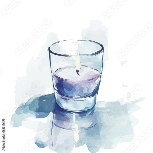 Watercolor painting, An Elegant glass candle holder painting design collection, Hand-painted watercolor style, vectorized, vector set available in EPS, Simple design, EPS format set