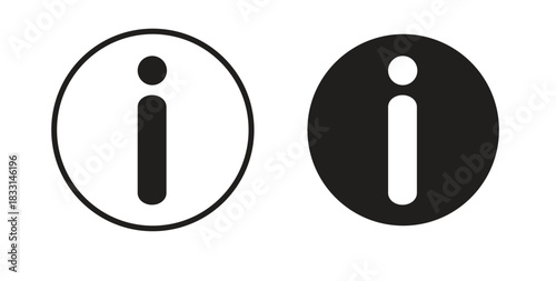Info icon glyph and line set thin line symbol concept.