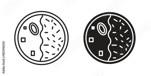 Kare raisu icon glyph and line set thin line symbol concept.