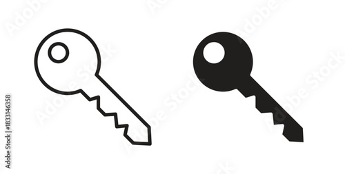 key icon glyph and line set thin line symbol concept.