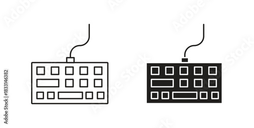 Keyboard icon glyph and line set thin line symbol concept.