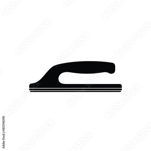 Black silhouette of a hand trowel on white background