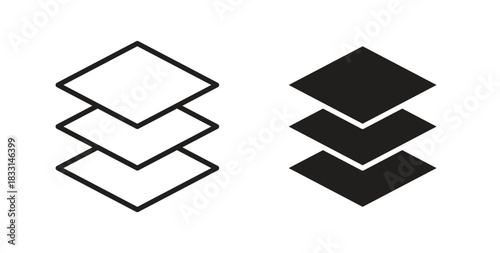 Layers icon glyph and line set thin line symbol concept.