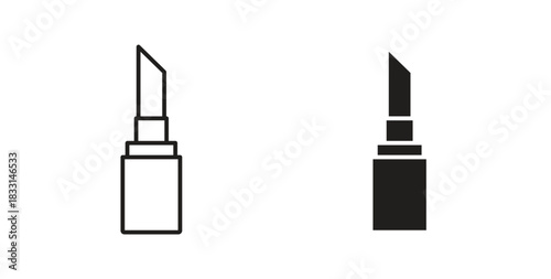 Lipstick icon glyph and line set thin line symbol concept.