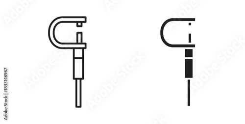 Micrometer icon glyph and line set thin line symbol concept.