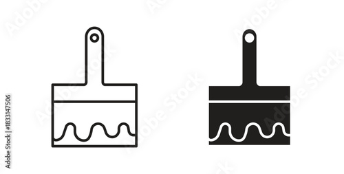 Paint brush icon glyph and line set thin line symbol concept.