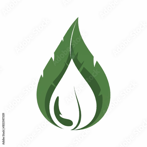 Stylized green leaf forming a water drop shape icon.