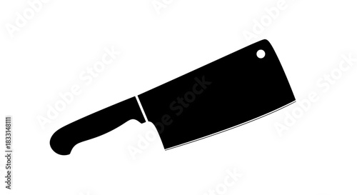 Black and White Illustration of a Meat Cleaver 1.
