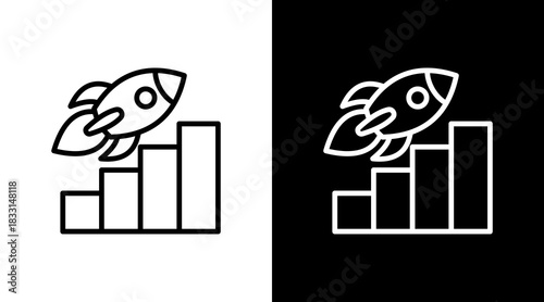 Startup Launch With Icon Set Design