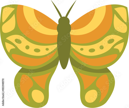 Colorful butterfly with yellow and green wings, perfect for nature and insect themes