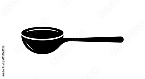 Black and White Illustration of a Ladle for Culinary Use.